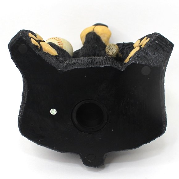 Black Bear Piggy Bank Coin Bank Baseball Cap And Baseball Bat Rare Resin - Picture 6 of 6